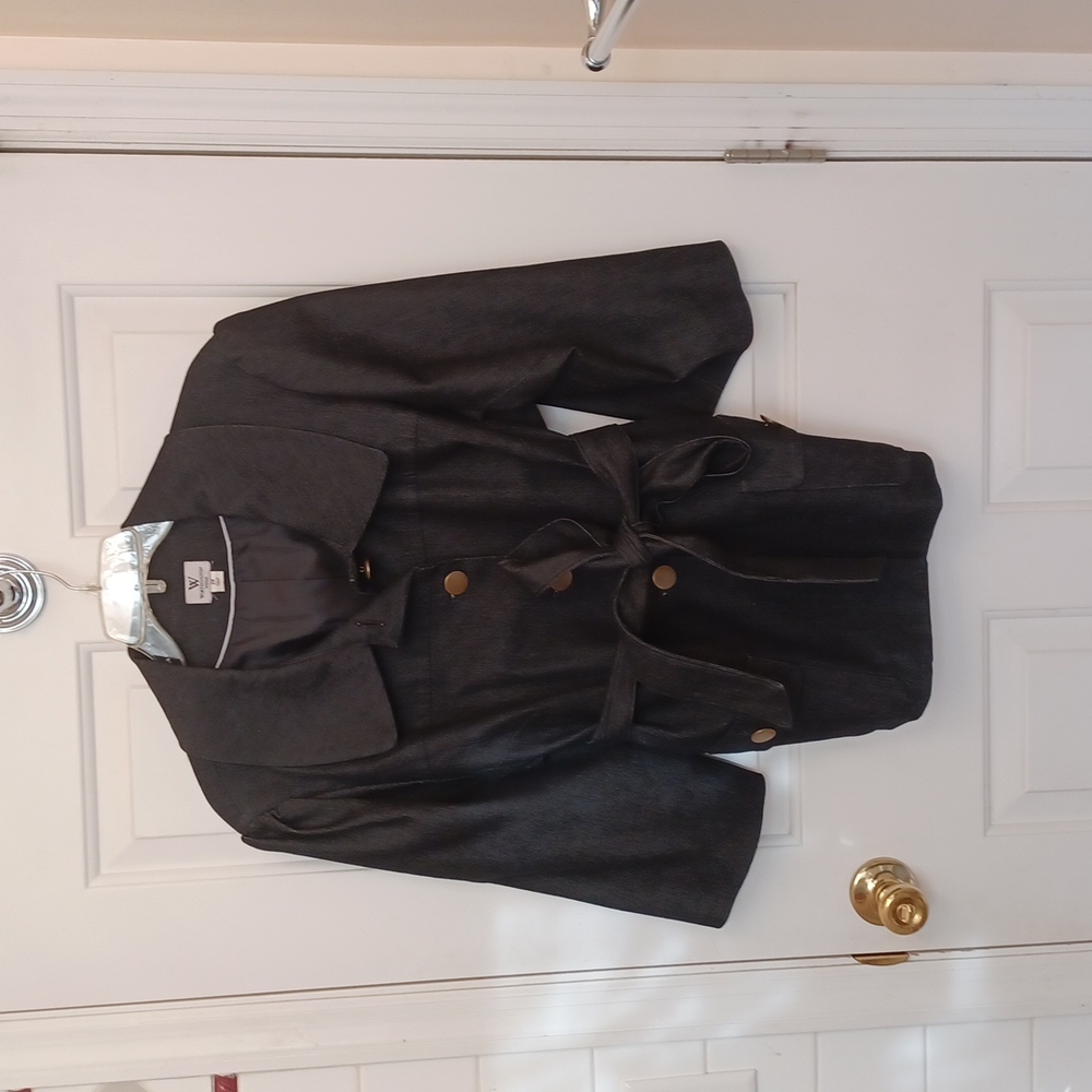 DARK DENIM DRESSY BLAZER W/POCKETS - LINED  - 2X